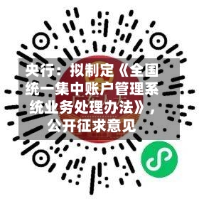 央行：拟制定《全国统一集中账户管理系统业务处理办法》，公开征求意见-第2张图片