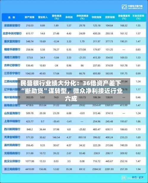 民营银行业绩大分化：36倍资产差下“断助贷	”谋转型	，微众净利接近行业六成-第2张图片